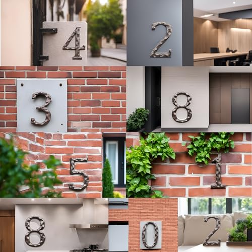 5 Inch House Numbers for Outside-Cast Iron Metal Home Address Number/Heavy Duty & Sturdy Unique Hammered Look/Number 5 - Thumbnail 5