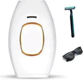 Removedor Pêlos Laser Com Luz Pulsada Permanente Indolor，Dispositivo De Depilação Caseiro, Adequado Para Todo O Corpo, Adequado Para Homens E Mulheres (Branco)