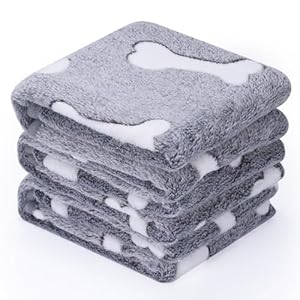 1 Pack 3 Pet Blankets Super Soft Warm Dog Blanket Bone Print Fleece Blanket for Small Medium Large Dogs and Cats(Small 23″x15″)