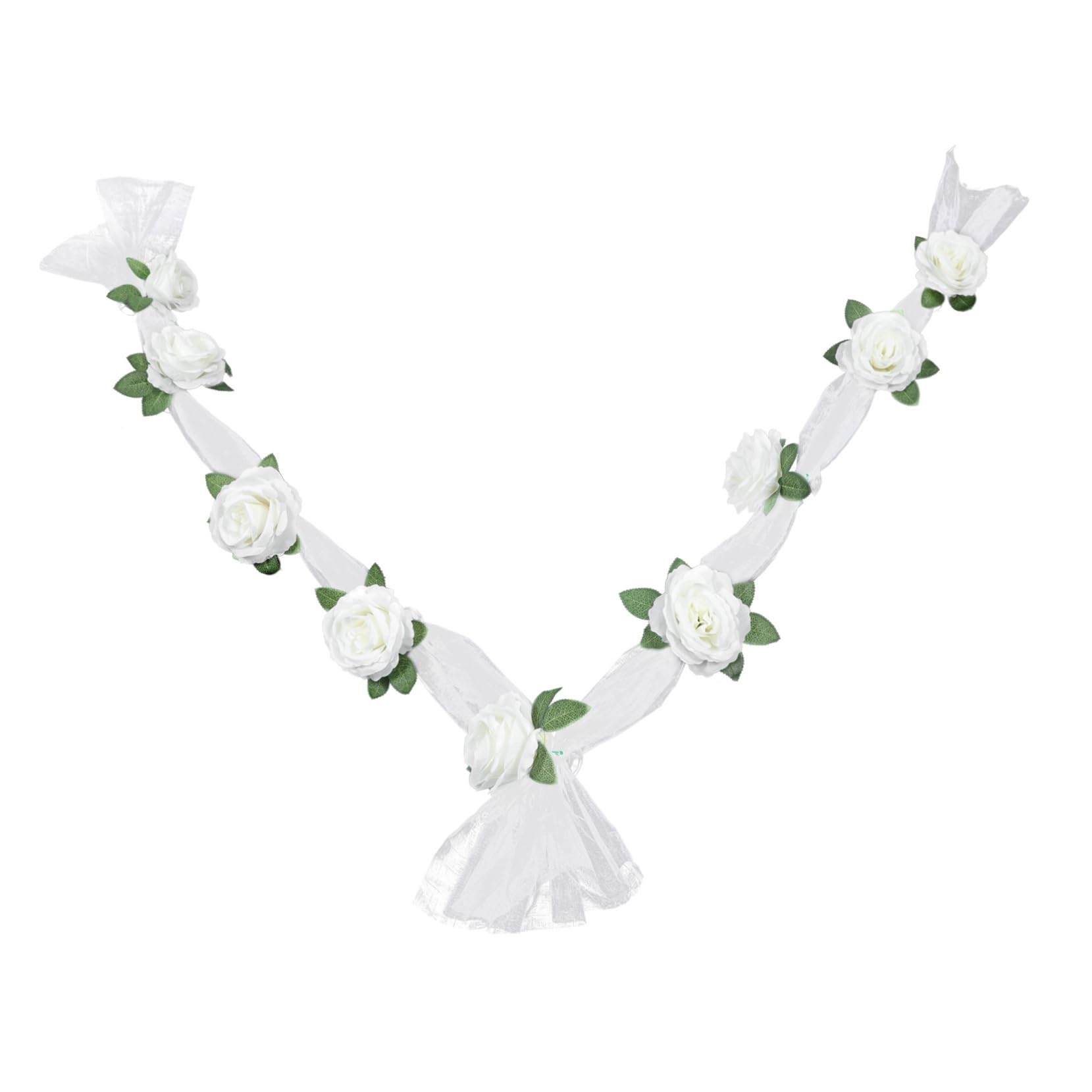 Décoration de voiture de mariage Alipis : lot de 2 avec boutonnières roses