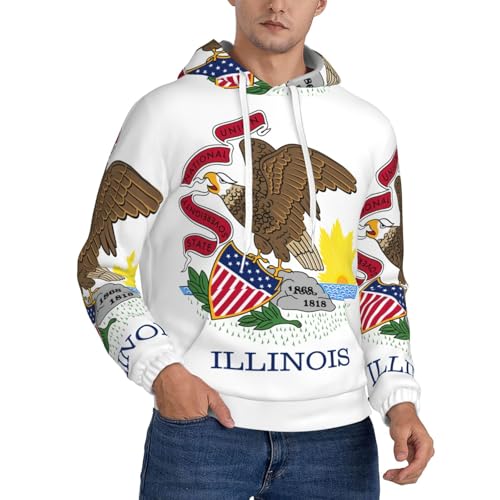 Pull à capuche homme Illinois sweat manches longues avec cordon de serrage