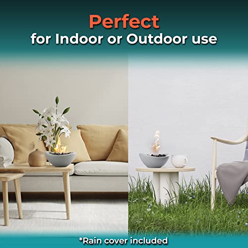 Keystone Peak Firepit - New 2023 - Concrete Tabletop Fire Pit For Indoor And Outdoor - Multi-Fuel Fire Bowl - Small Personal Fireplace For Patio Balcony And Coffee Table - White #TOP2