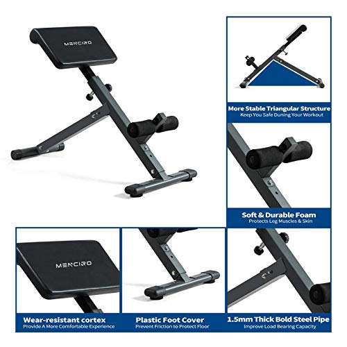 Menciro Roman Chair Hyperextension Bench - 40 Degree 5 Levels Adjustable Roman Chair Back Extension For Home Gym Abdominal Workout Exercise #TOP5