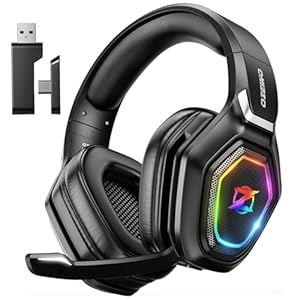 Kabelloses Gaming-Headset mit Mikrofon, 2,4 G & Typ-C-Sender, 30 Stunden Akkulaufzeit, RGB-Beleuchtung Gaming-Kopfhörer für PS5, PS4, PC, Telefon
