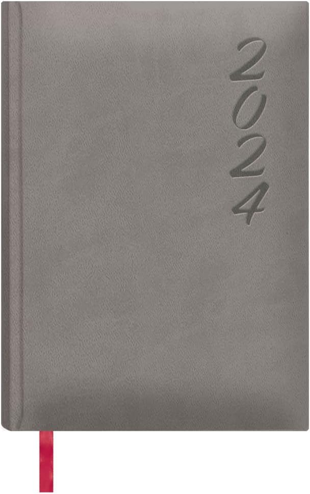 Dohe - Diary 2024 – Day Page – Size: 15 x 21 cm (A5) – 336 Pages – Stitched Binding – Hardcover – Grey – Model Brasilia