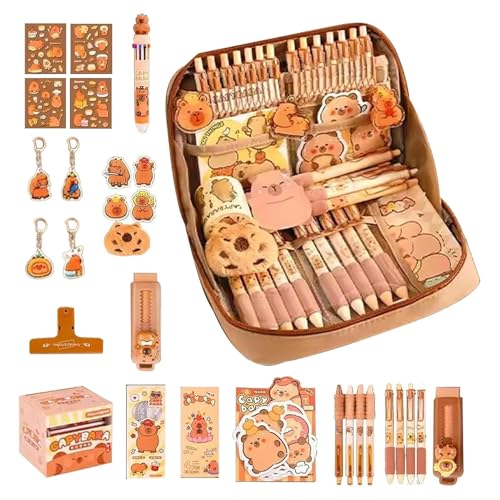 zwxqe Capybara - Lápices, cosas, bolsa de apertura ancha con 12 compartimentos, bonita bolsa para suministros y decoraciones, perfecta de 9.84 x 7.09 pulgadas para niños, niñas, uso de cumpleaños