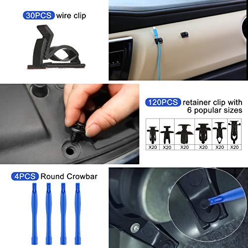 Avolare 194Pcs Trim Removal Tool Kit, Car Removal Tool Set For Trim Door Panel Audio Dash Window, Auto Clip Pliers Fastener Remover Pry Tool Kit, Car Upholstery Removal Tool With Storage Bag, Blue #TOP6