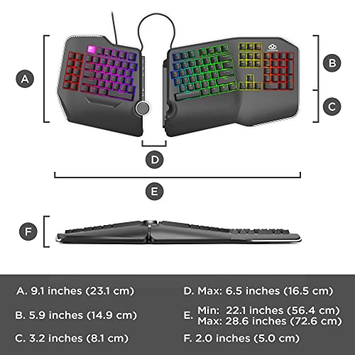 Cloud Nine C989M Ergonomic Mechanical Keyboard For Pc - Kailh Tactile Brown Switches - Rgb Light Up Led Backlit With Usb - Ergo Split Key Board With Macro #TOP5