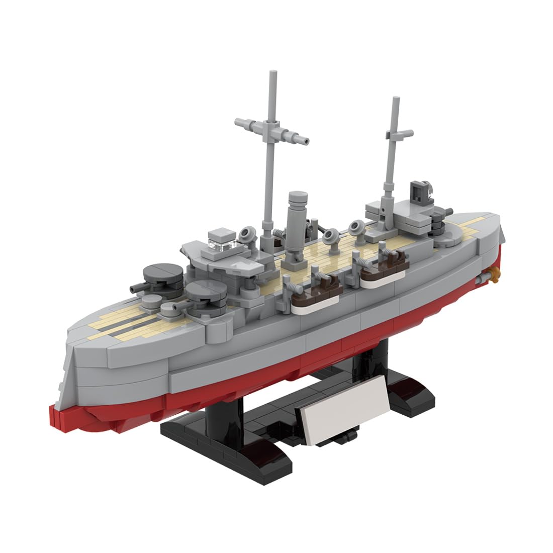 SMS Siegfried MOC Klemmbaustein Kriegsschiff 1:300, 609 Teile | Anspruchsvolles MOC-Bauprojekt für Fans historischer Kriegsschiffe, Militärmodelle und anspruchsvoller
