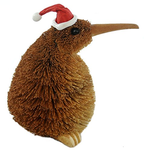 New Zealand Maori Brush & Wood Santa Hat Kiwi Bird