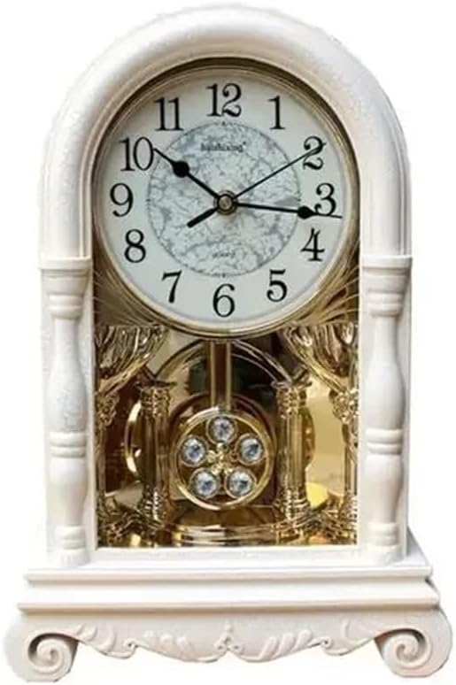Table Clock Large Old Clock Retro Chinese Table Display Time Music Clock for Fireplace Mantel, Shelf, Desktop Decor Clocks(Brown)
