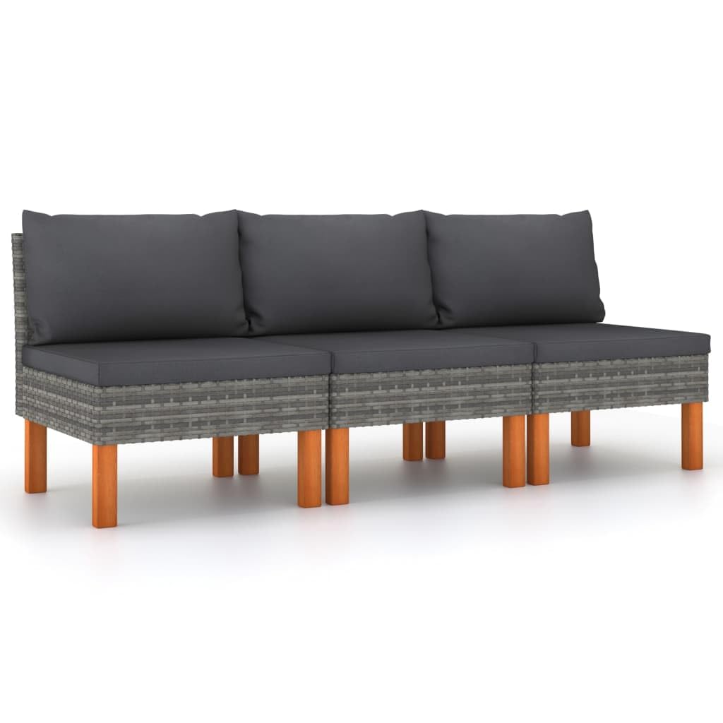 Canapé de jardin en bois d'eucalyptus et résine tressée modulable vidaXL