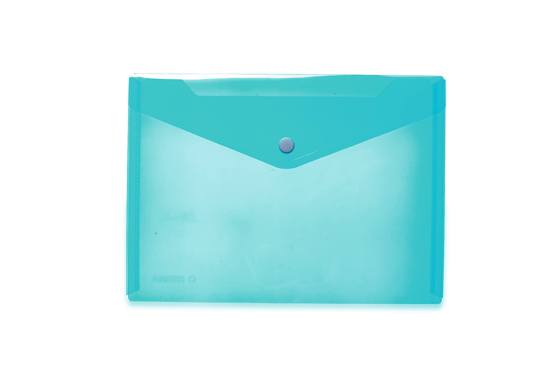 HERMA 20059 Document Wallet A5 Transparent Light Blue Small Transparent Pockets Envelope with Press Stud Closure Plastic Envelope for School, University, Office, Travel