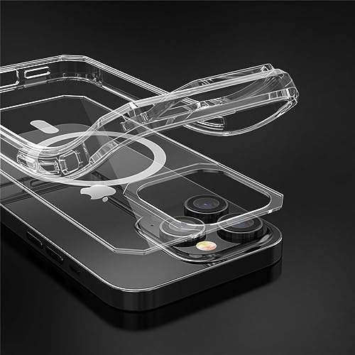 Coque de chargement sans fil pour iPhone 13 Pro transparente et bleue