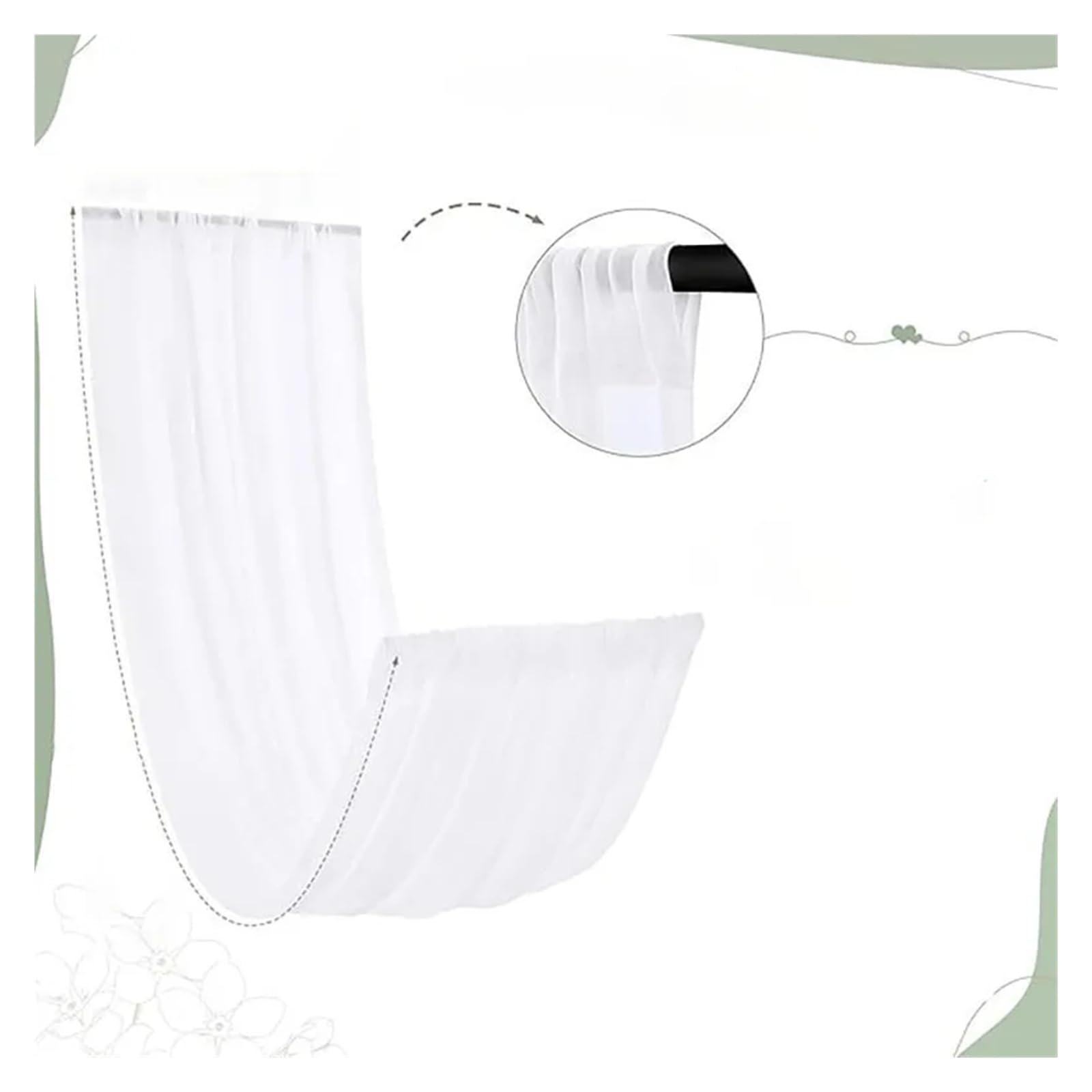 Panneaux De Rideaux De Plafond Rideaux de Plafond Blancs for Robe mariée, 1 pièce, décor d'auvent Toit, Rideau en Mousseline Soie for fête, cérémonie, scène d'hôtel(Ivory,1panel 75x800CM)