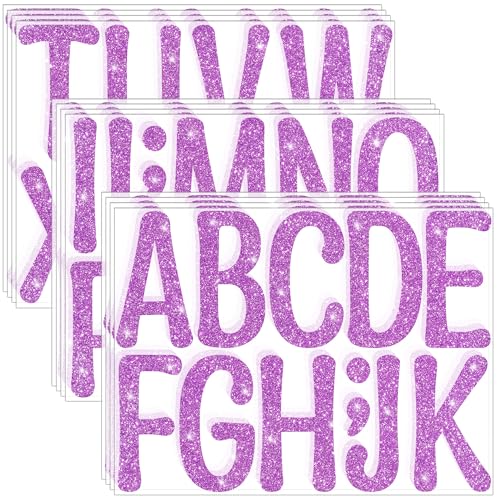 Image of Glitter Letter Stickers, 4 Inch Large Letters for Poster Board (Purple) | 160 PCS,Self-Adhesive,Vinyl Alphabet Stickers,Bulletin Board Letters for Classroom,Party,DIY Crafts,Home,Office,Mailbox Decor