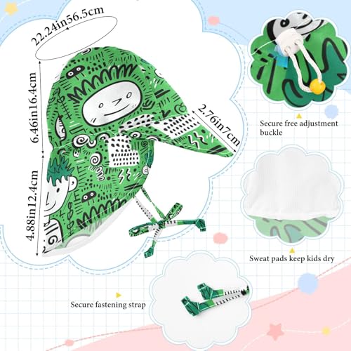 KLL Baby Beach Hat Baby Boys' Hat Girls UPF 50 Neck Flap Travel Essentials Cute Boy Green Cartoon4