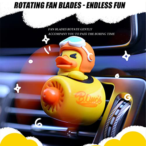 Image of Car fragrance diffuser pilot car air outlet cartoon rotating fan leaf perfume cute shape freshener with 2 fragrances (yellow duck),1.0 Count,(MY-391)