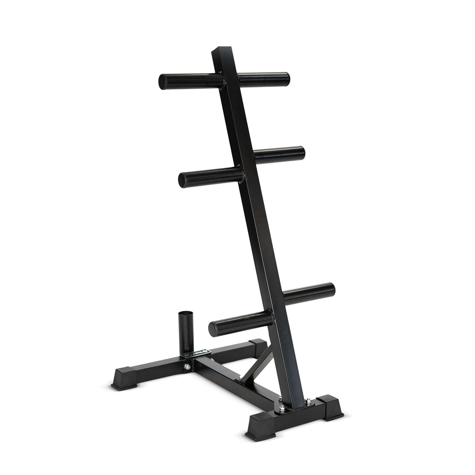 BodyMax Weight Plate Storage Rack with Barbell Holder, 272 kg Capacity, Black, Olympic or Standard 1" (Standard 1")