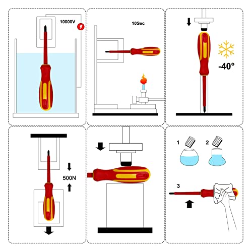 Sunplux 6-Piece 1000 Volts Insulated Screwdriver Set, Magnetic Tip Electrician Screwdriver Set, 4 Slotted And 2 Philips, With Plastic Supporter #TOP5