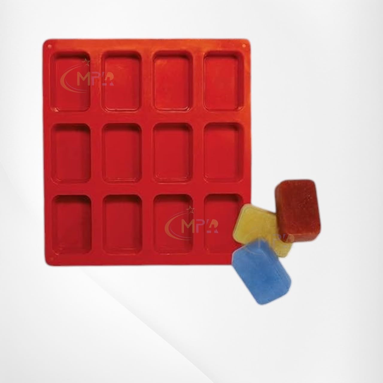 Silicone Soap Making Mould Set, 12 Cavity Rectangle for Handmade Soap Craft Moulds,Silicone Candy Mould Moulds for Muffin (Pack of 1, Multicolour)-image-12