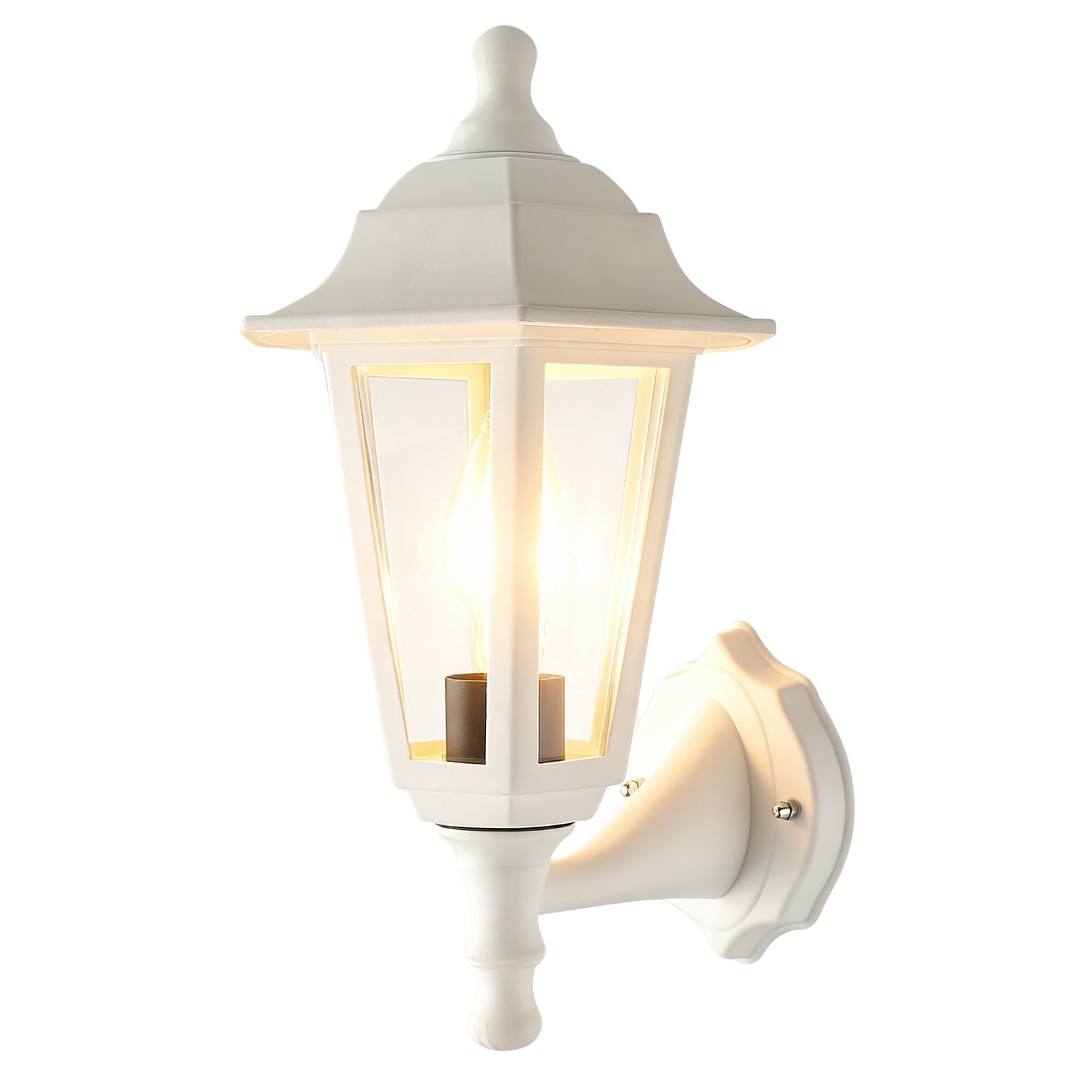 olvaxey Plastic Outdoor Wall Light with Glass Diffuser - AC Powered Wall Light for Exterior, IP44 (Excluded Bulb) White, 1 Pack