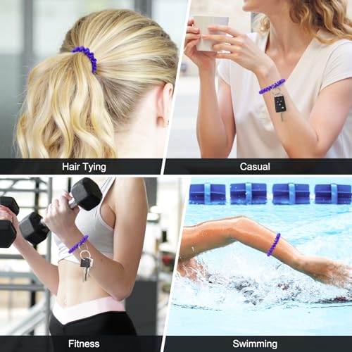 Image of TENOC Spiral Coil Keychain, Anti-lost Key Chain Holder Lanyard Cord for Sauna Outdoor Sports and Gym Pool