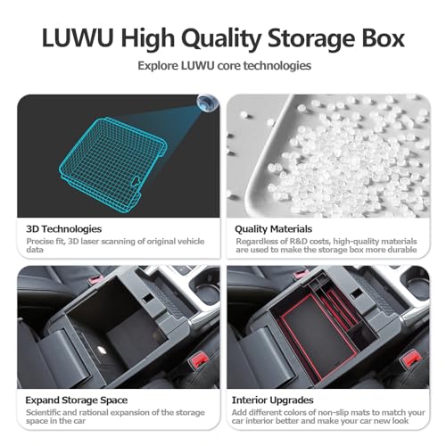 Image of LUWU for Ford Explorer Accessories Center Console Organizer 2020-2024 Ford Explorer XLT /Limited /Active /ST-Line /ST /Platinum Armrest Organizer Insert Tray Armrest Console Organizer (Red)