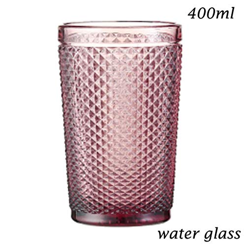 HYS Champagne Glass Water Cup for Drinking Red Wine Glass Beverage Milk Glasses Ice Cream Cup Salad Bowl Lead-free Glass Pink Blue,water glass 400ml