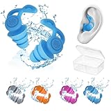 Swimmers Ear Plugswaterproof,4 Pairs of Reusable Silicone Swim Ear Plugs,Swim Ear Plugs Adults Perfect for Surfing, Diving,Pool,Showering and Water Sports - Keep Water Out and Ear Protection