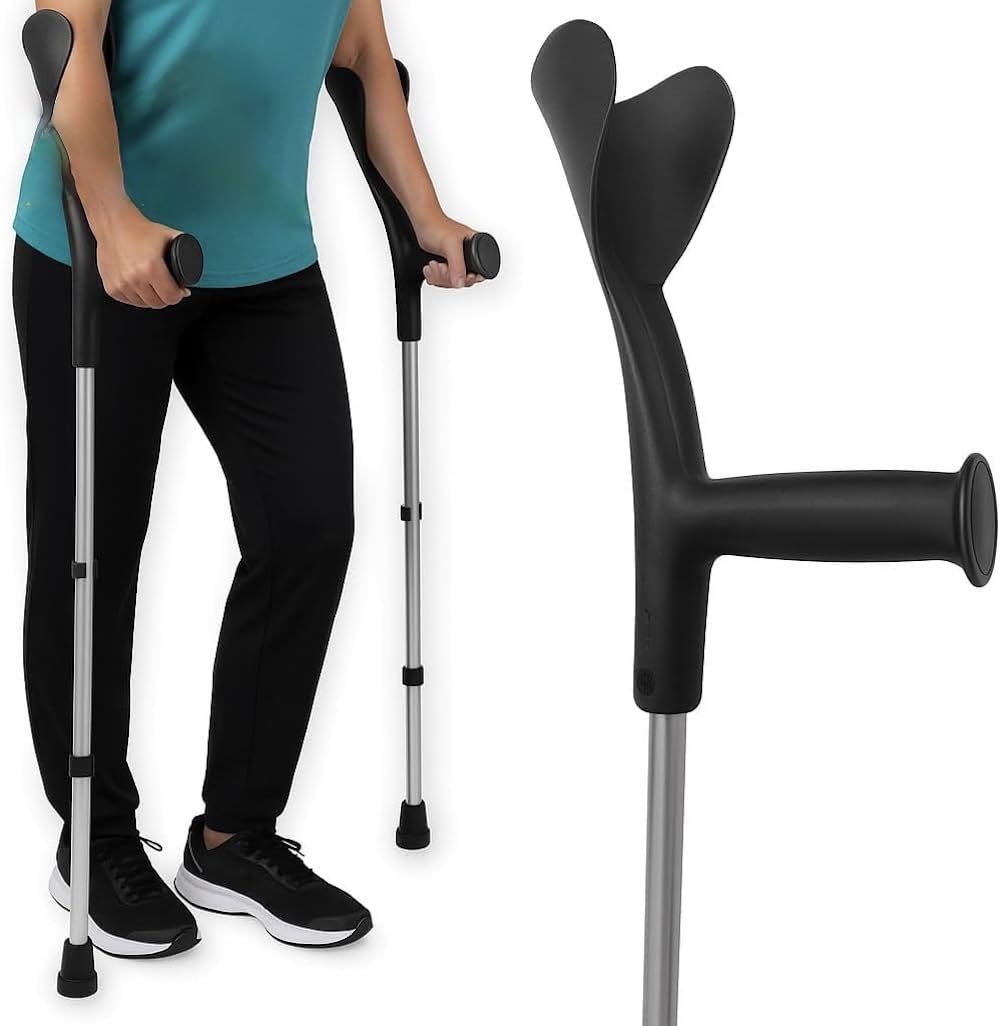 Muletas Adulto de Aluminio Regulables (Par) – Bastones Ortopédicos para Recuperación y Rehabilitación – Altura Ajustable 68-98 cm, hasta 125 kg. Fabricado en España.