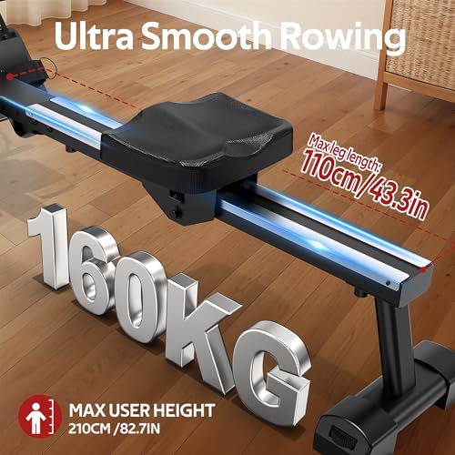 VOWVIT - Remo para el hogar, remo de agua con monitor Bluetooth y soporte para tableta, aplicación Kinomap compatible con remo de agua, fácil montaje, tamaño máximo del usuario 210 cm - Imagen 6