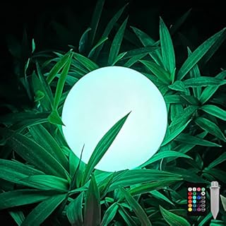 YUOTA Solar Ball Lights with Ground Stake, 8 Inch Waterproof LED Solar Powered Light, Outdoor Orb Globe Light Sensor 16 Color 4 Mode Night Lights for Garden Yard Outside Decor Pathway Ground Lamp