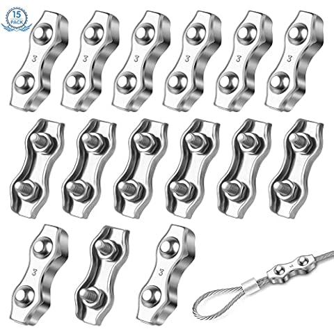 15Pcs M3 Wire Ropes Cable Clamp 2-Post Cable Clamps Clips Durable Duplex Wire Rope Clips Clamps Heavy Duty Stainless Steel Duplex Bolt Cable Clamp for Rigging Rope Industry (3mm) Cover