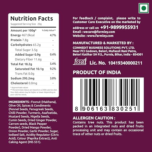 Farmley Flavoured Roasted Makhana I 332 gram I Healthy Party, Namkeen Snacks, Puffed Snacks Cheese N Herbs, Achari, Himalayan Salt, Cream & Onion (Pack of 4, 83 g Each)