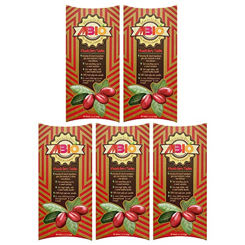 MiracleBio MBIO Miracle Fruit Tablets 10-Count/Pack XL Size 600Mg/Count, Turn Sour Sweet, Made Of Natural Premium Miracle Fruit Powder, No Artificial Adds, Flavor Tripping, Strengthened Version 5-Pack