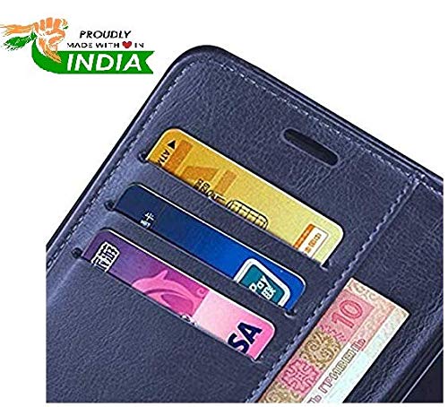 Image of Inside Rubber TPU with Card Pockets Magnetic Closure Protection Compatible with Realme C17, RMX2101 (Blue)