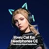 YOWU Cat Ear Headphones, Cute Cat Ear Gaming Headsets with Bluetooth 5.2 for PC/PE/Switch/PS4/PS5, Built-in Mic & Customizable RGB Light Effect for Anime Lovers(CE Black) - Image 2