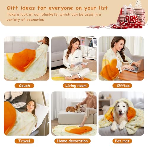 Image of Burritos Wrap Novelty Blanket,Realistic Egg Blanket,Soft Plush Round Throw Blanket for Bed,Couch or Travel