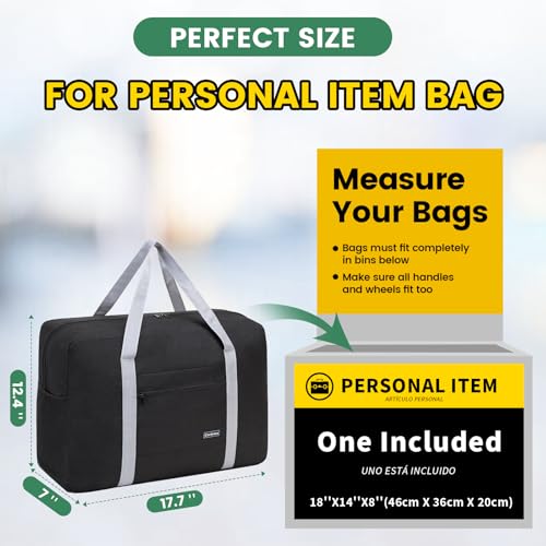 Personal Item Bag for Airlines - Foldable Travel Bag 18x14x8 Small Duffle Bag for Spirit Frontier Weekender Overnight - Black2