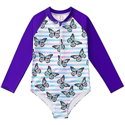 Maillot de bain à manches longues pour fille - Imprimé papillon Cover