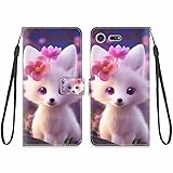 KARTXITAI Funda Compatible con Sony Xperia XZ Premium,PU Carcasa Libro con Tapa magnético Flip Case en Cuero Antigolpes Cover con Dibujos Ranura Tarjeta Soporte Cartera-Tigre Blanco,Flor Rosa
