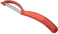 Kuhn Rikon Piranha Serrated Swivel Peeler Red - Ergonomic Vegetable Peeler for Smooth & Fuzzy Skins, Dishwasher Safe