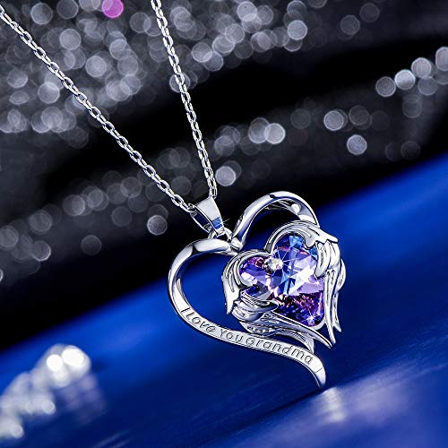 Mothers Day Gifts for Grandma, 18" White Gold Plated Angel Wing Pendant Necklace Grandma Gifts for Mothers Day Engraved I Love You Grandma Necklace for Grandmother Mothers Day Gifts for Grandma - Image 5