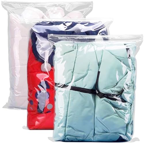 GESDYO 30 Stücke Zip Beutel Groß Wiederverwendbar 40×50 cm Zipper Beutel Reisetasche Transparent Zip Tüten Plastikbeutel Aufbewahrungsbeutel für Kleidung Unterwäsche Handtuch Schuhe (ohne Loch)
