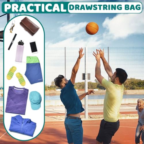 STAY GENT Drawstring Basketball Backpack for Boys & Girls, Soccer Foldable Football Volleyball Bag Sackpack Sports Sack with Detachable Ball Mesh Bag for Gym Baseball Yoga, Blue by STAY GENT - Image 4
