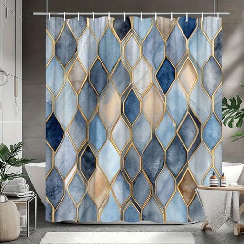 Rideau de douche mosaïque géométrique 140x170cm pour décorer et protéger la baignoire - 6