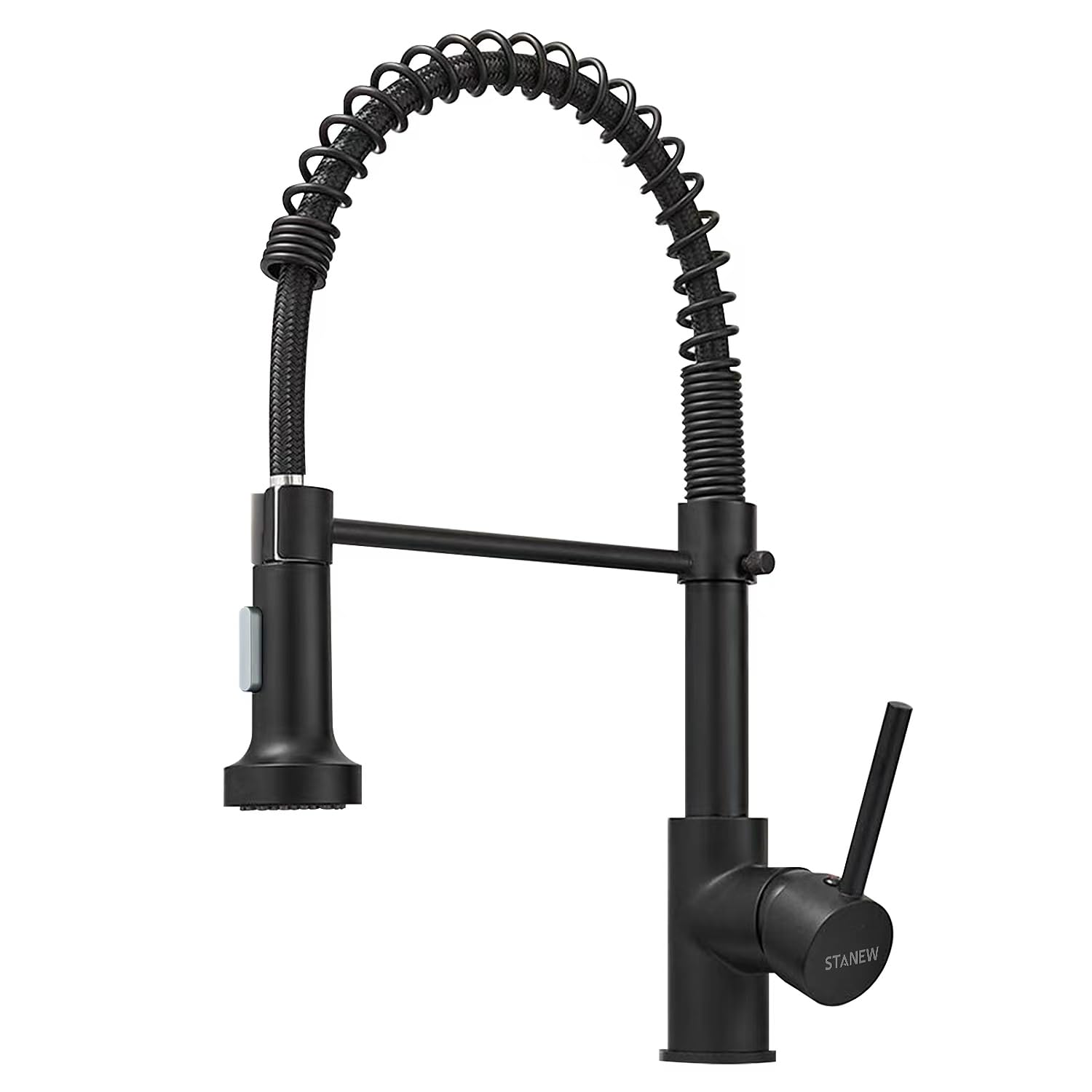 STANEW Grifo Cocina Negro, Grifo Cocina Fregadero con Ducha Extraíble Giratoria 360°, 2 Modo de Pulverización (negro)