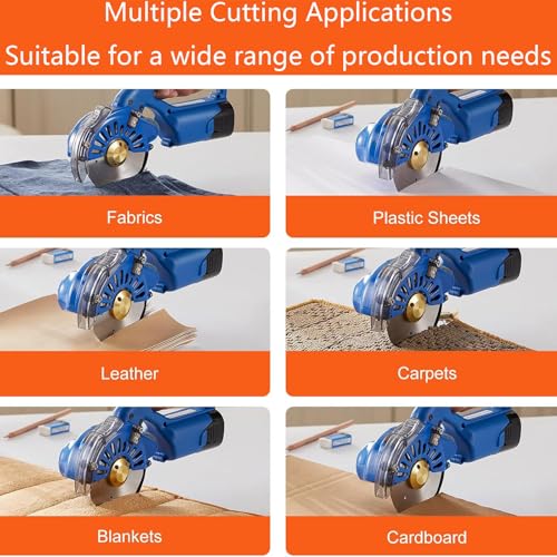 Cordless Electric Fabric Cutter, 5-Speed Rotary Cutting Machine, 40mm Cutting Thickness, Ideal for Multi-Layer Cloth & Leather, Includes 2 Rechargeable Batteries for Enhanced Portability