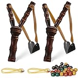 2 Mal Bambus-Steinschleuder, Holzschleudern, Kinder-Freizeitschleudern Zwille, Inkl. 30 Stück Slingshot Schleuder Munition, 2 Steinschleuder Gummi, Outdoor-Spielzeug, Hochwertige Kinder Geschenke